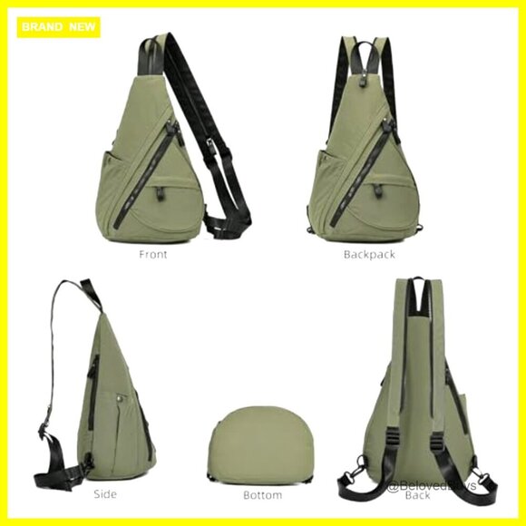Nylon Sling Backpack Daypack Crossbody Bag Adjustable Unisex Travel Hiking